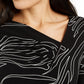 Alfani Women's Printed Asymmetrical Neck Top Black Size Small