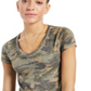 Style & Co Women's Camo Print Burnout Top Green Size Petite Medium
