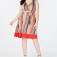 Love Squared Women's Striped Sleeveless V Neck Knee Length Faux Wrap Dress Red Size 2X