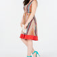 Love Squared Women's Striped Sleeveless V Neck Knee Length Faux Wrap Dress Red Size 2X