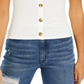 Pink Rose Junior's Ribbed Puff Sleeve Top White Size Medium