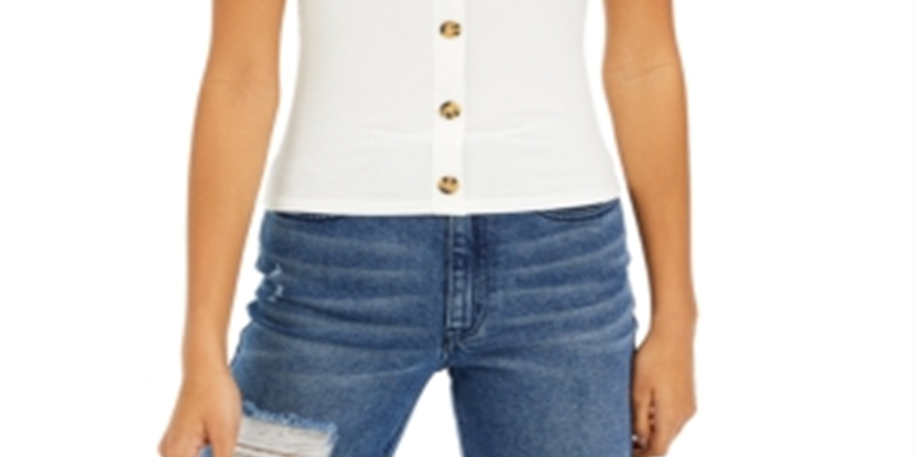 Pink Rose Junior's Ribbed Puff Sleeve Top White Size Medium