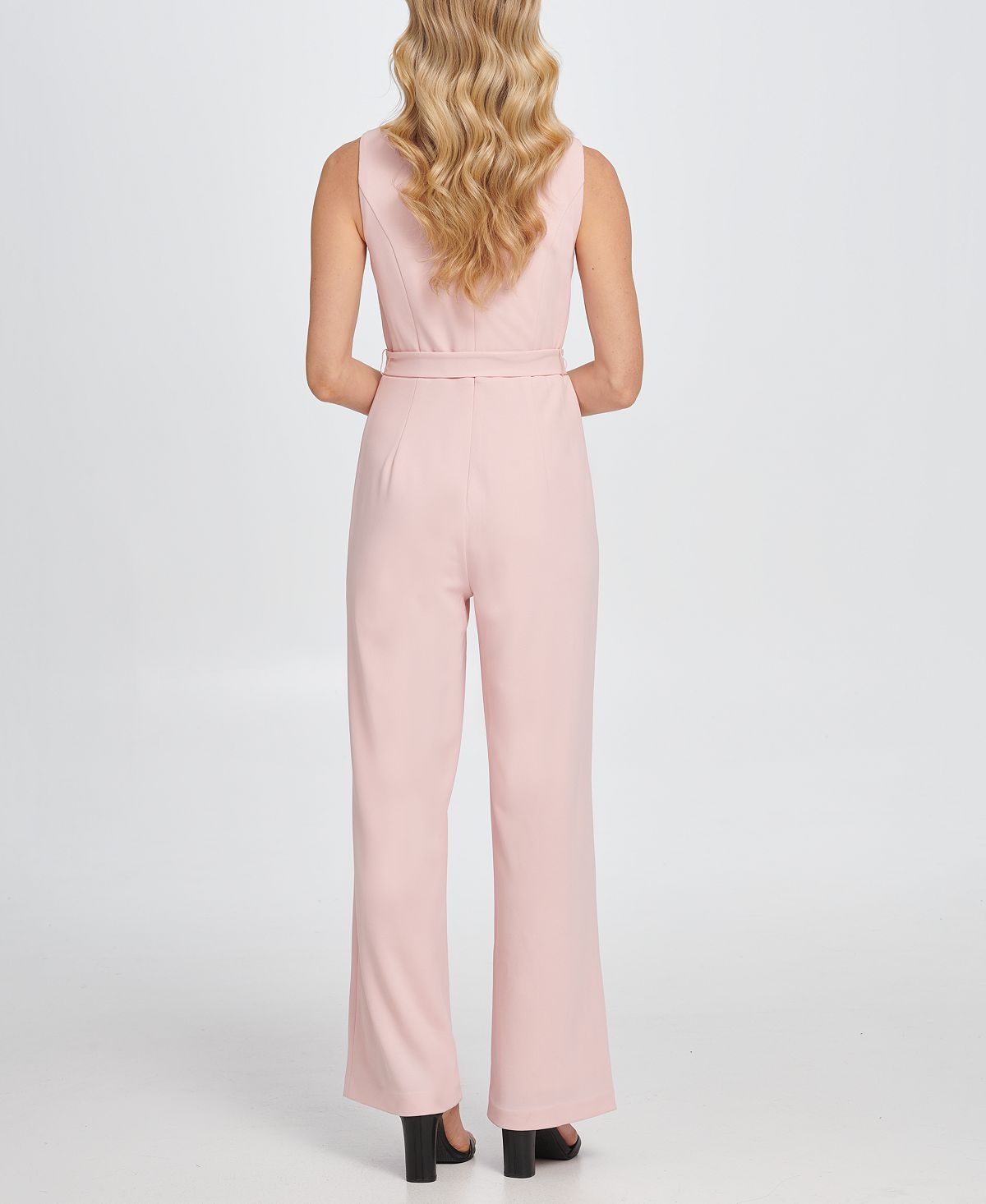 DKNY Women's Logo Zip Jumpsuit Pink- Size 12