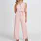 DKNY Women's Logo Zip Jumpsuit Pink- Size 12