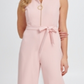 DKNY Women's Logo Zip Jumpsuit Pink- Size 12