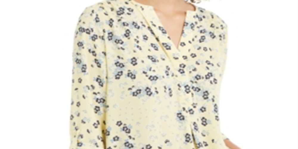 Charter Club Women's Maria Floral Print Blouse Yellow Size XX-Large