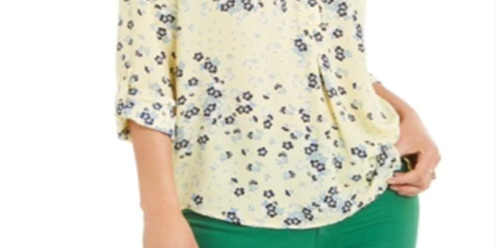 Charter Club Women's Maria Floral Print Blouse Yellow Size XX-Large