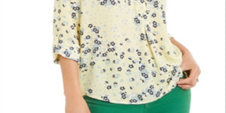 Charter Club Women's Maria Floral Print Blouse Yellow Size XX-Large