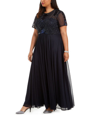 Betsy & Adam Women's Plus Evening Dress Navy Size 16W