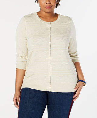 Charter Club Women's Plus Cardigan Button Front Sweater Yellow Size 1X