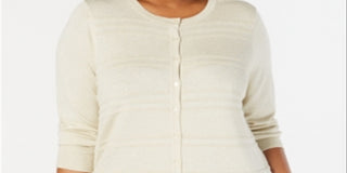 Charter Club Women's Plus Cardigan Button Front Sweater Yellow Size 1X