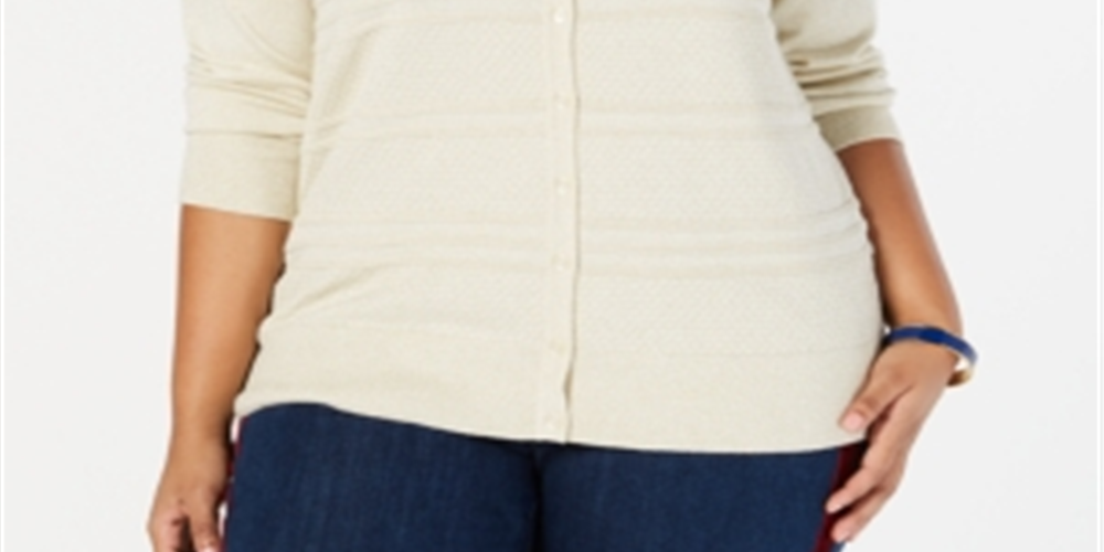 Charter Club Women's Plus Cardigan Button Front Sweater Yellow Size 1X