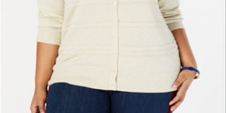 Charter Club Women's Plus Cardigan Button Front Sweater Yellow Size 1X