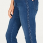 Charter Club Women's Lexington Straight Leg Braid Stripe Jeans -Blue Size 4