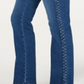 Charter Club Women's Lexington Straight Leg Braid Stripe Jeans -Blue Size 4