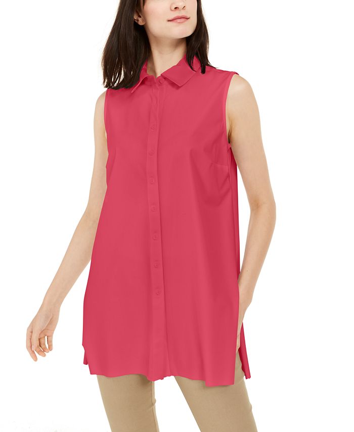 Alfani Women's Button Down Sleeveless Button Down Top Red Size Medium