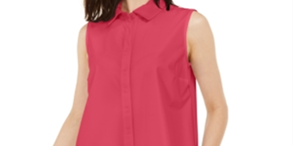 Alfani Women's Button Down Sleeveless Button Down Top Red Size Medium