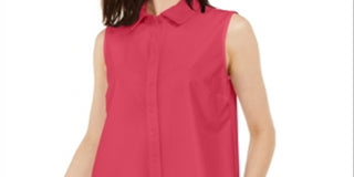 Alfani Women's Button Down Sleeveless Button Down Top Red Size Medium