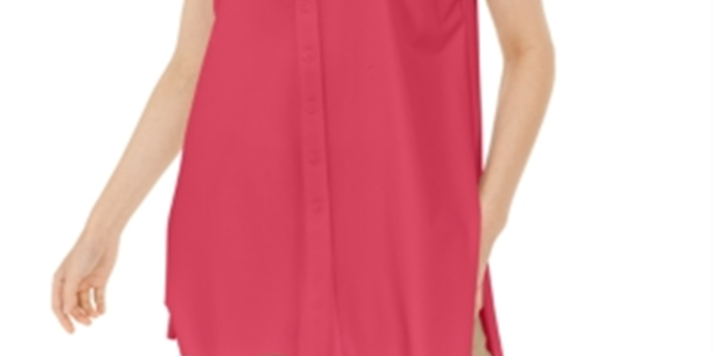 Alfani Women's Button Down Sleeveless Button Down Top Red Size Medium