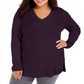 Charter Club Women's Plus V Neck Sweater Purple Size 1X