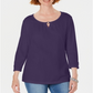 Karen Scott Women's Three Quarter Sleeve Top Purple Size XX-Large