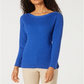 Karen Scott Women's Boat Neck Cotton Sweater Blue Size X-Small