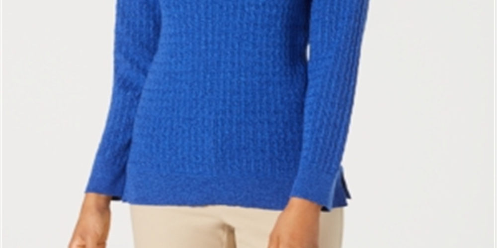 Karen Scott Women's Boat Neck Cotton Sweater Blue Size X-Small