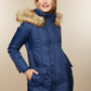 Motherhood Maternity Women's Modern Eternity 3 in 1 Belted Maternity Puffer Coat Navy Size Medium