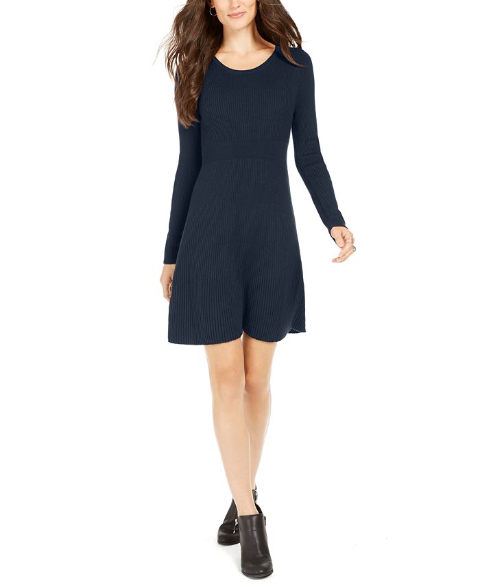 Style & Co Women's Ribbed Sweater Dress Blue Size PP