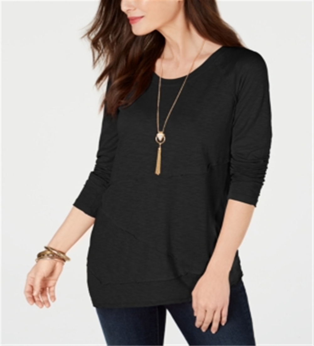 Style & Co Women's Seam T-Shirt Black Size Medium