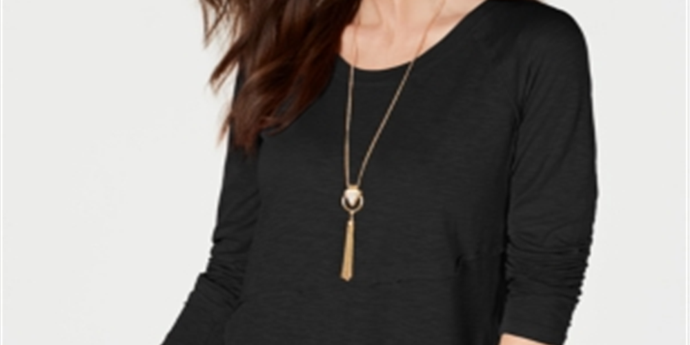 Style & Co Women's Seam T-Shirt Black Size Medium