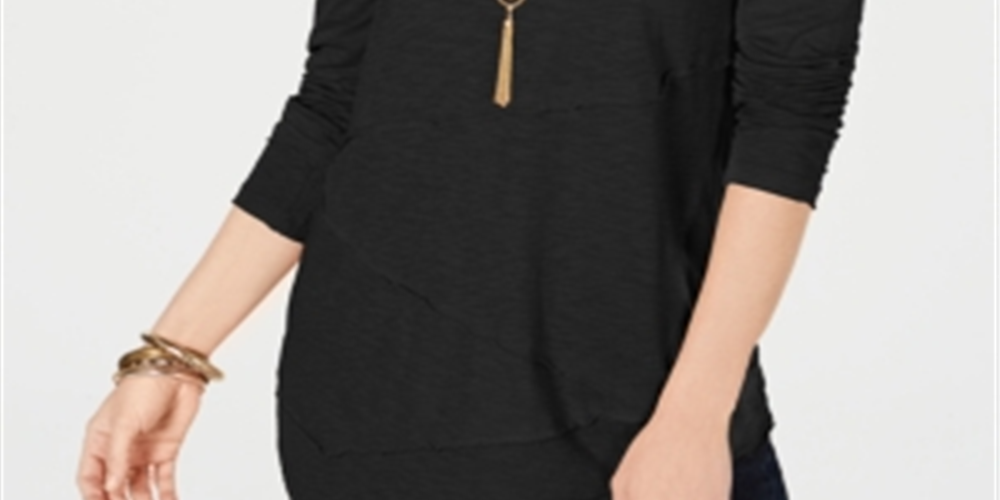 Style & Co Women's Seam T-Shirt Black Size Medium