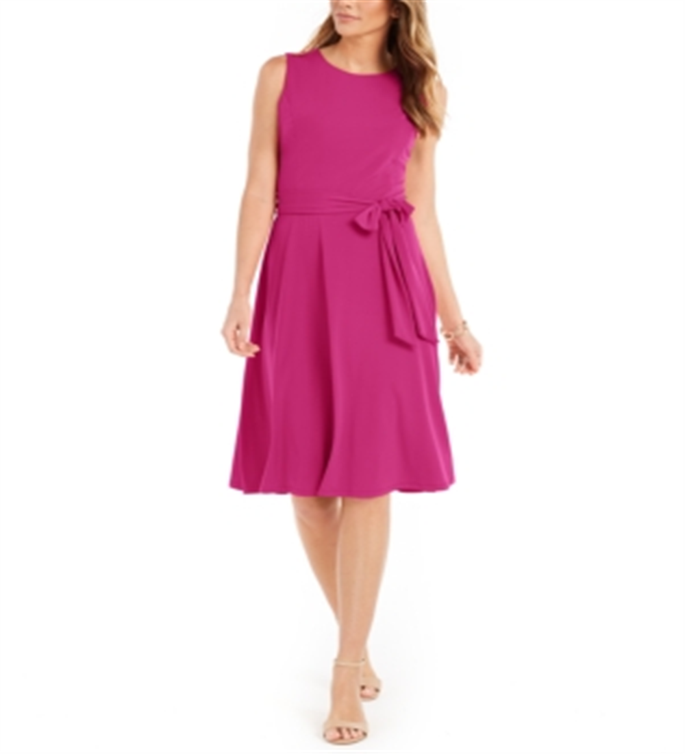 Charter Club Women's Tie Waist MIDI Dress Pink Size X-Small