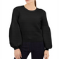 INC International Concepts Women's Ribbed Knit Crewneck Sweater Black Size Large