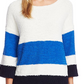 Vince Camuto Women's Colorblock Striped Crewneck Sweater Blue Size Small
