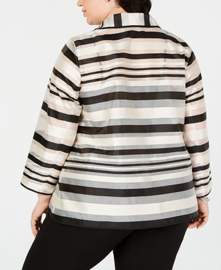 Kasper Women's Plus Shadow Stripe Jacket Black Size 14W