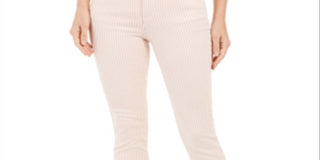 Charter Club Women's Printed Stripe Bristol Skinny Ankle Jeans Pink Size 18