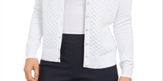 Charter Club Women's Peacock Stitch Cardigan White Size X-Small