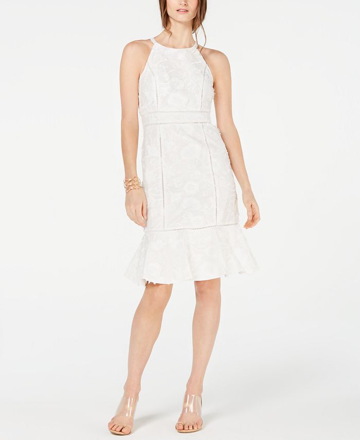 INC International Concepts Women's Halter Neck Sheath Dress White Size 0 Petite