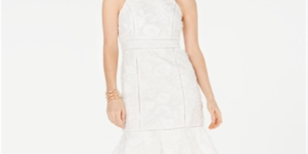 INC International Concepts Women's Halter Neck Sheath Dress White Size 0 Petite