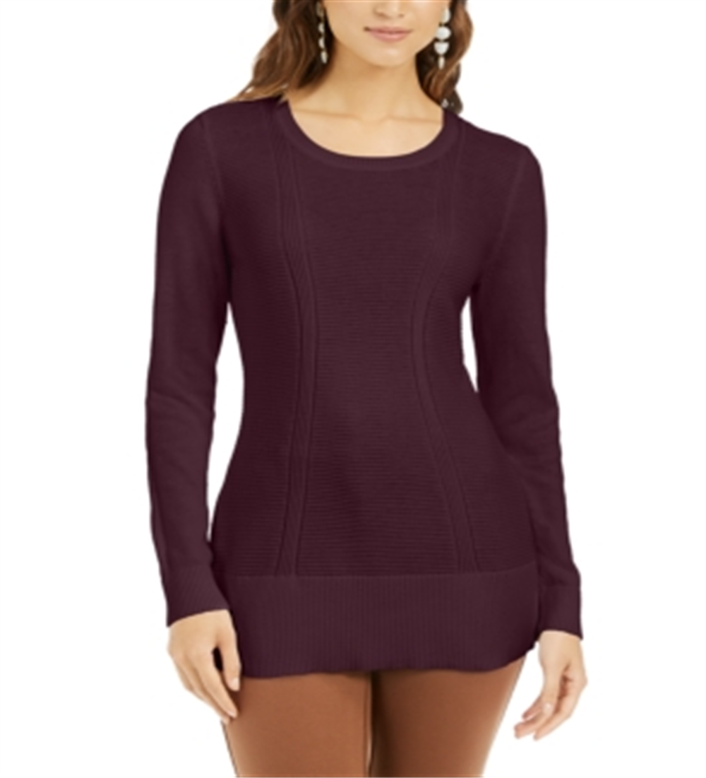 Style & Co Women's Mixed-Stitch Sweater Purple Size Small