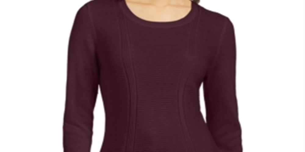 Style & Co Women's Mixed-Stitch Sweater Purple Size Small