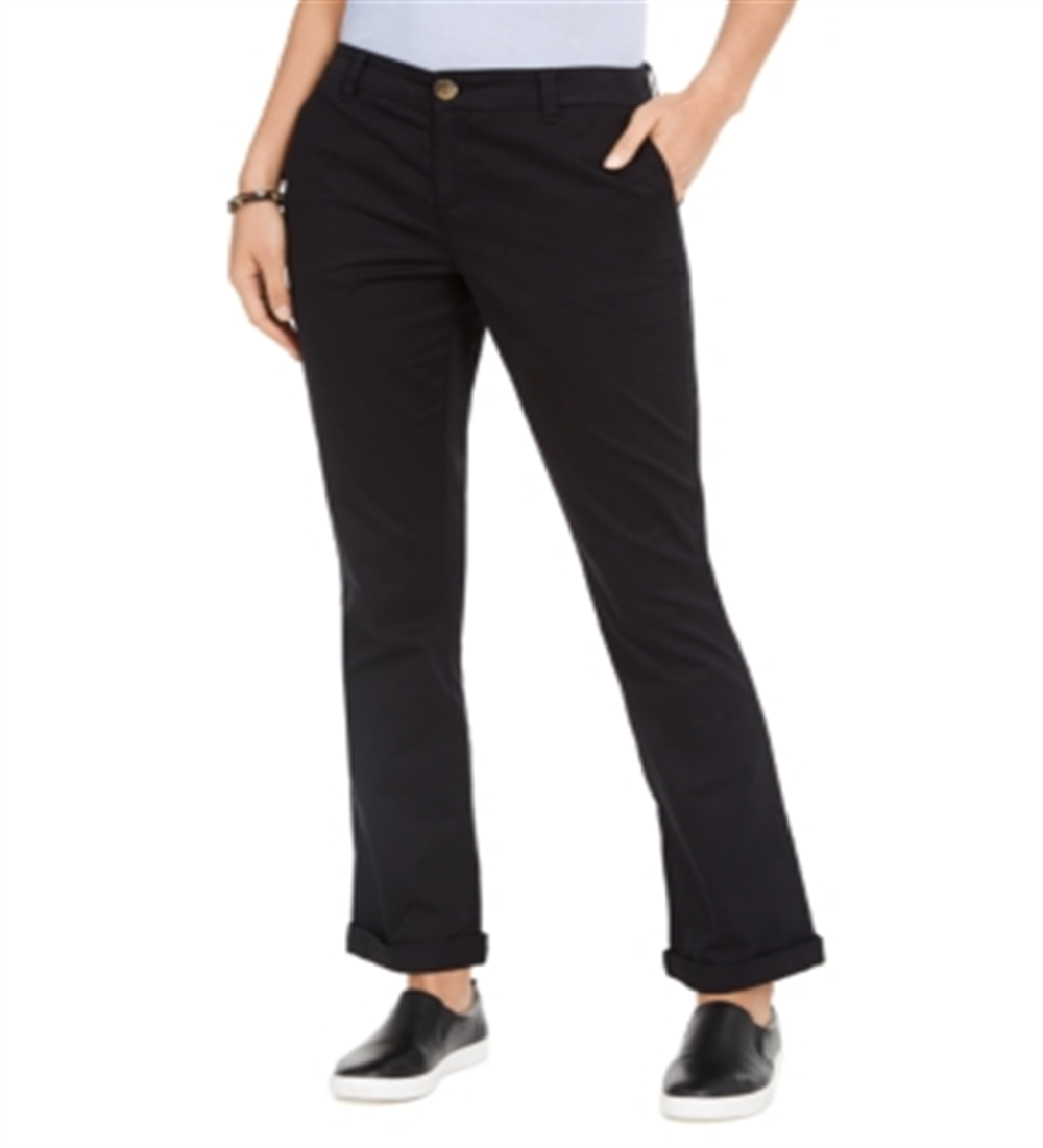 Style & Co Women's Cotton Bootcut Chino Pants Black Size 12
