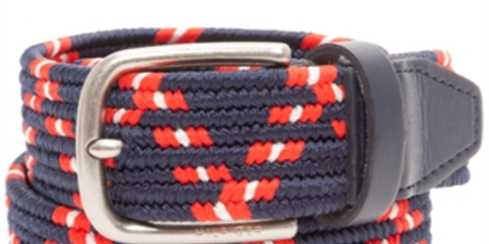Tommy Hilfiger Men's Comfort Stretch Webbing Casual Belt Blue Size Small