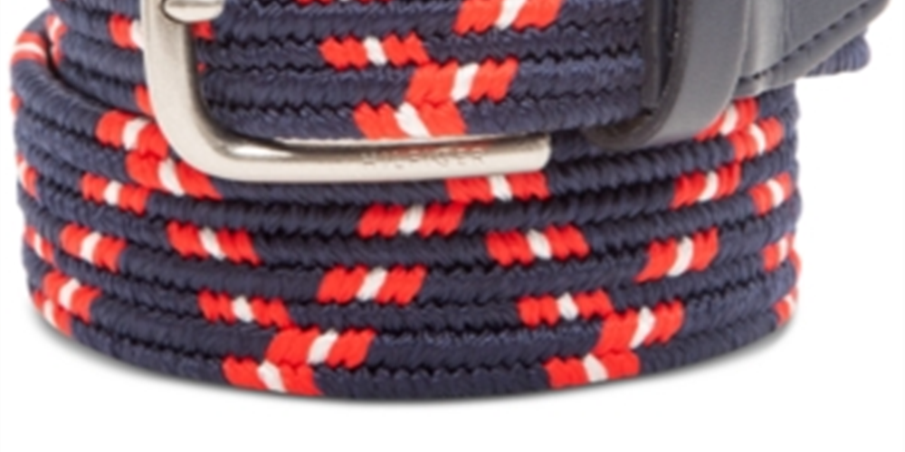 Tommy Hilfiger Men's Comfort Stretch Webbing Casual Belt Blue Size Small