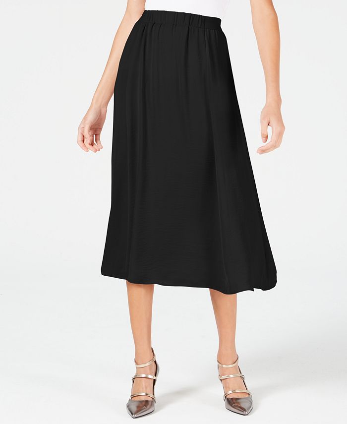 Alfani Women's Washed Satin a Line Skirt Black Size Petite S