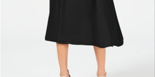 Alfani Women's Washed Satin a Line Skirt Black Size Petite S