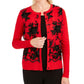 Charter Club Women's Sequined Button Sweater Red Size X-Small