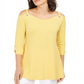 JM Collection Women's Grommet Cold Shoulder Tunic Yellow Size Small