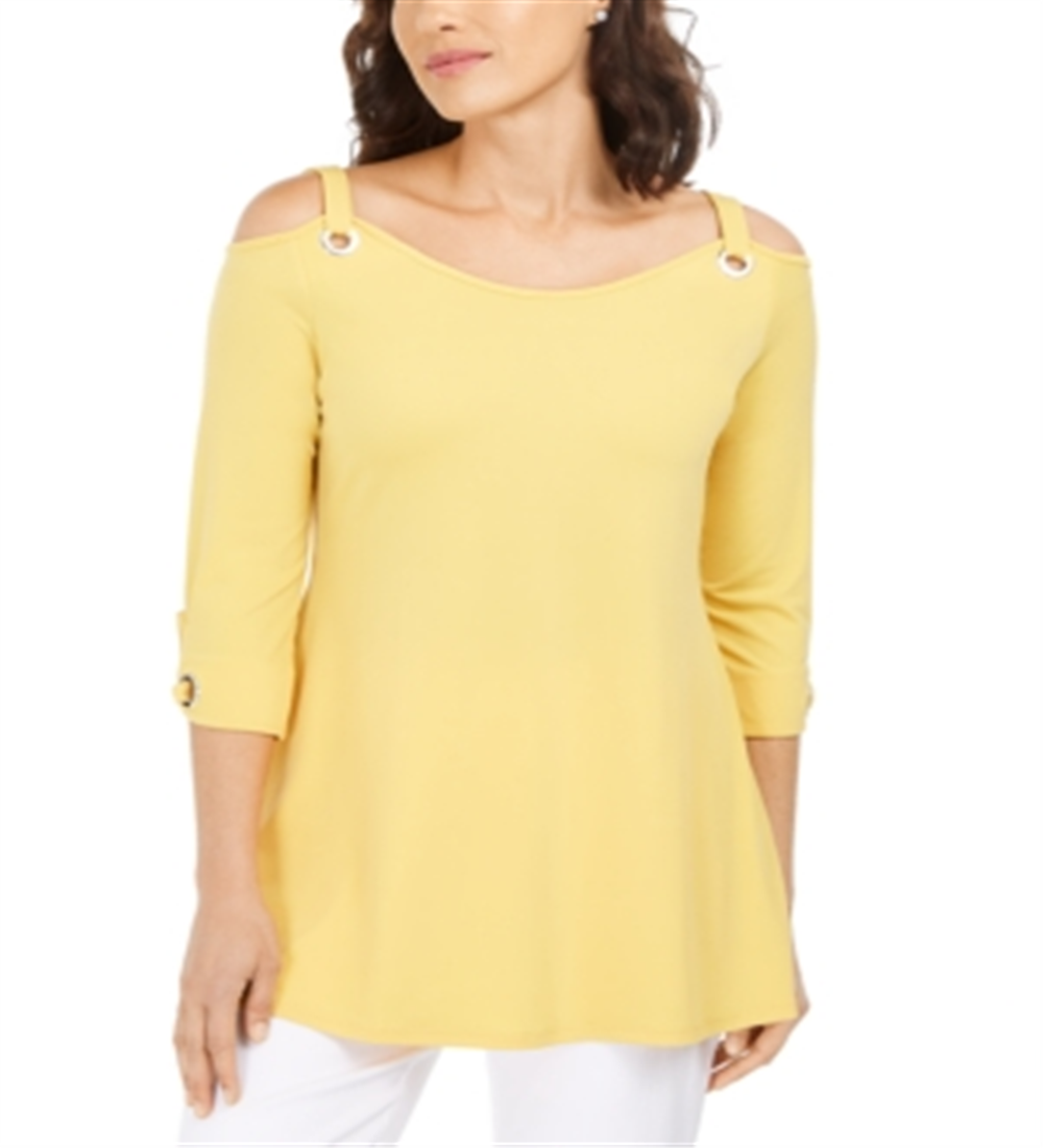 JM Collection Women's Grommet Cold Shoulder Tunic Yellow Size Small